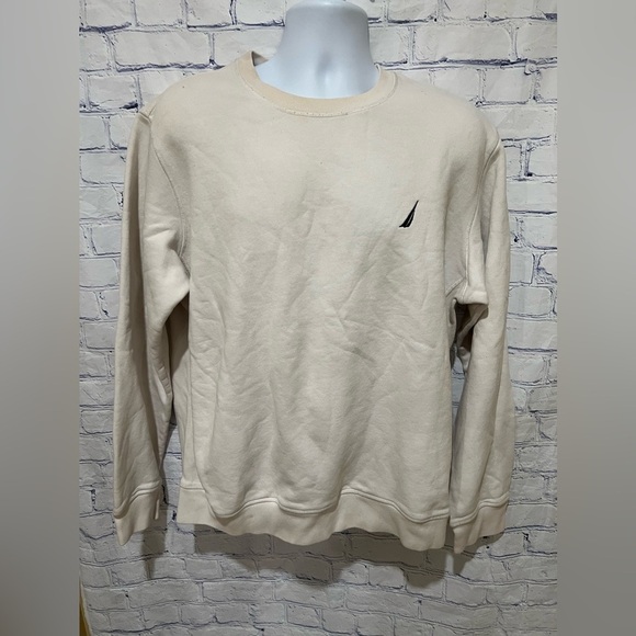Nautica Men's Cotton Crew Neck Long Sleeve Pullover Sweater Off White Size XL - Picture 1 of 5